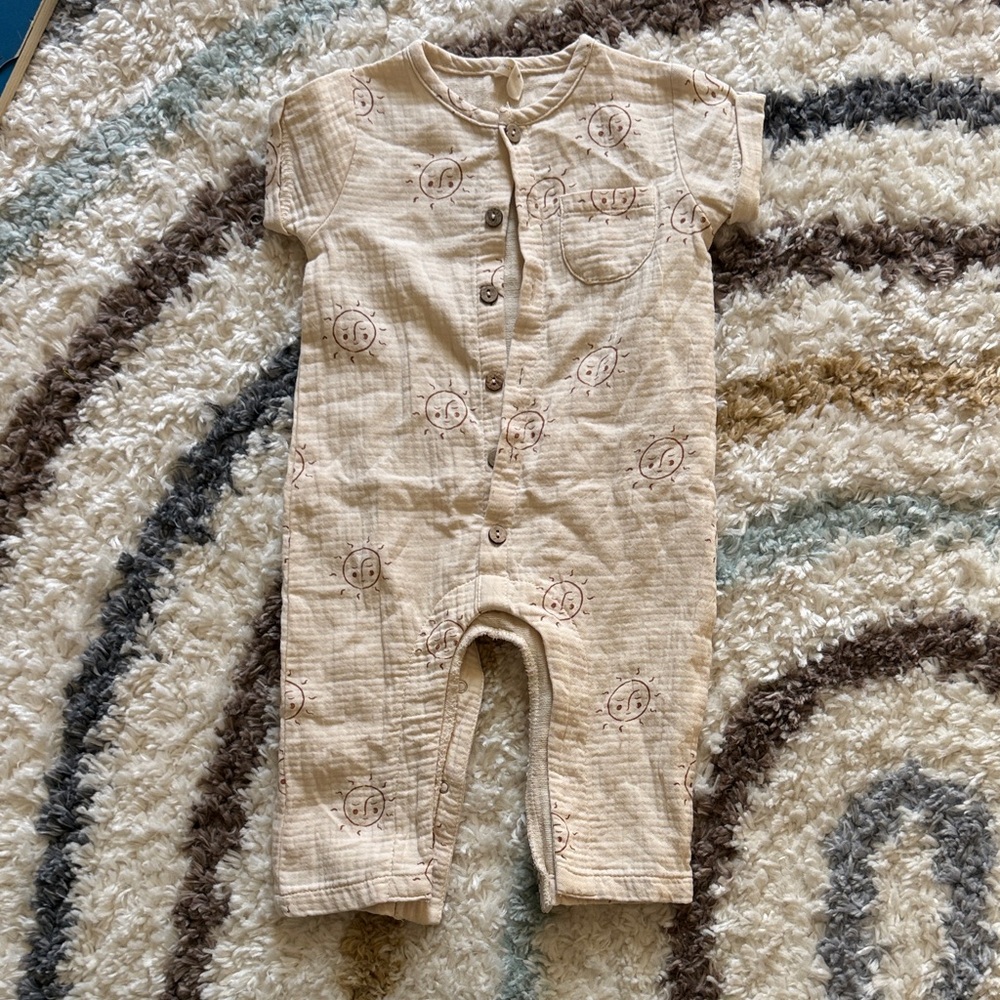Quincy Mae Cream Baby Romper